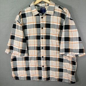 TRUST Mens 4X Shirt,‎ Button Up, Short Sleeve, Plaid, Linen Rayon Blend